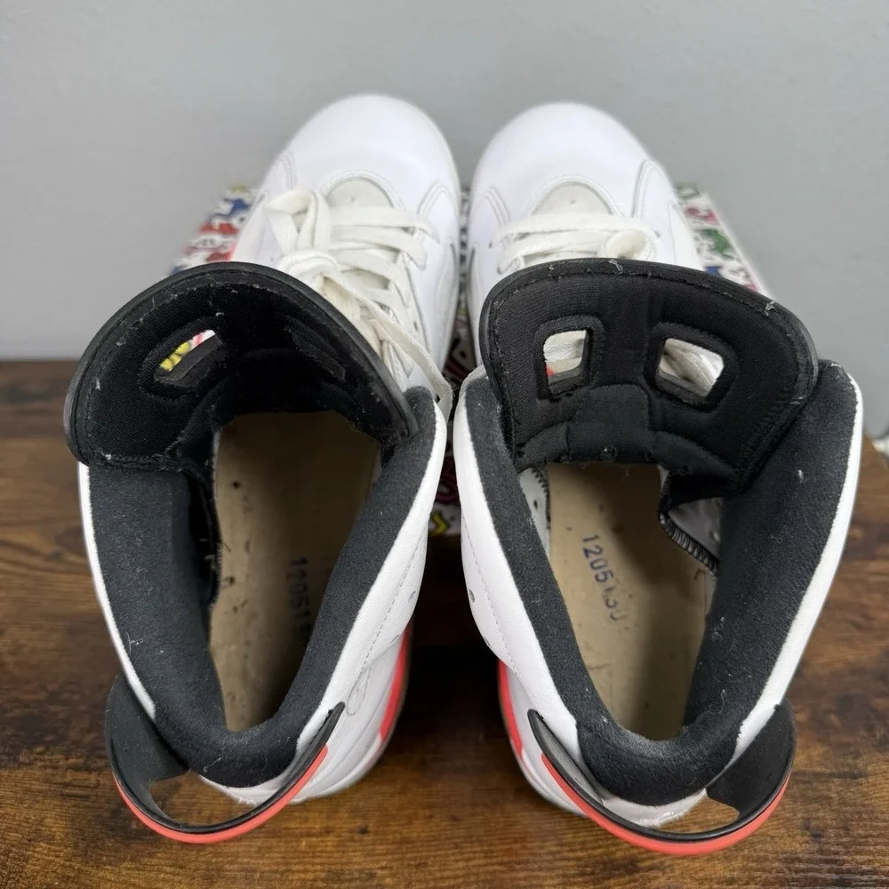 2013 Nike Air Jordan 6 Retro Infrared White 384664-123 Size 9 Basketball Shoes